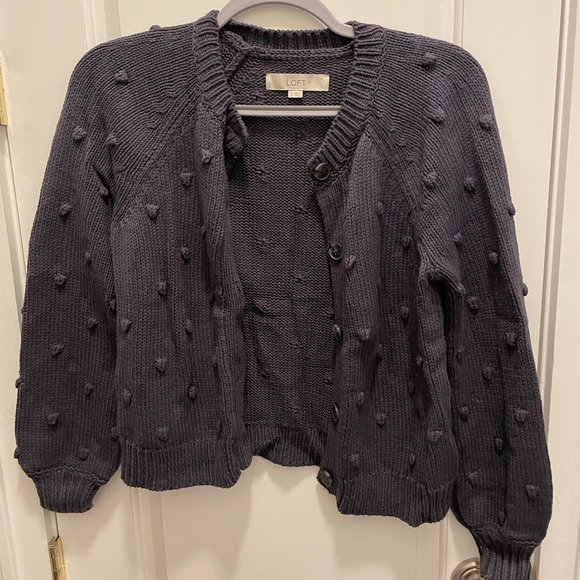 Loft Dark Grey Bubble Cardigan NWOT - Picture 1 of 3